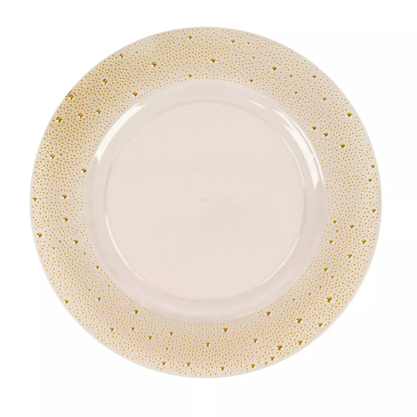 Clear Gold 6 Round 13" Plastic Charger Plates Pearl Beaded Rim Party Decorations