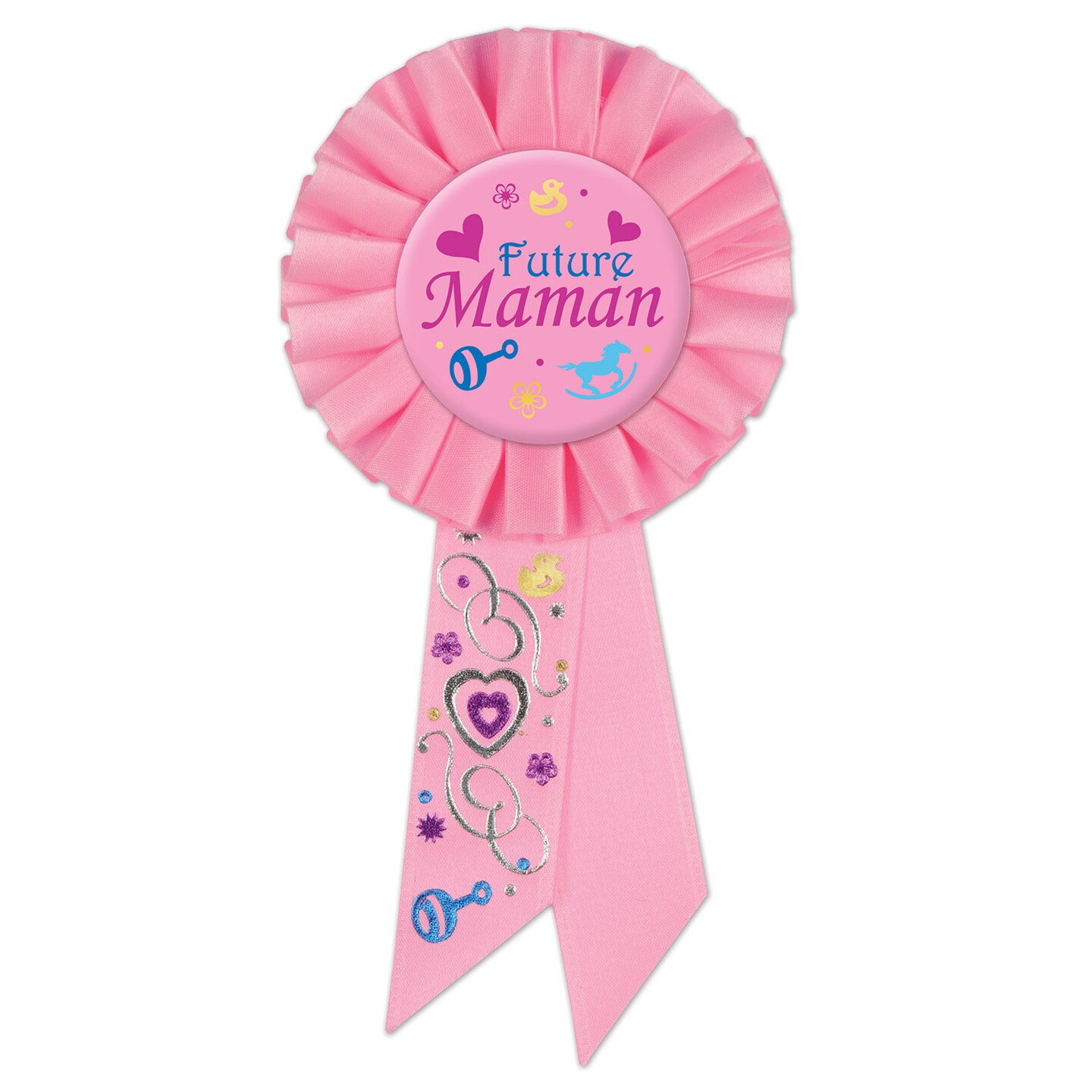 Beistle 3&#xBC;in. x 6&#xBD;in. Future Maman (Mom To Be) Rosette - 6 Pack