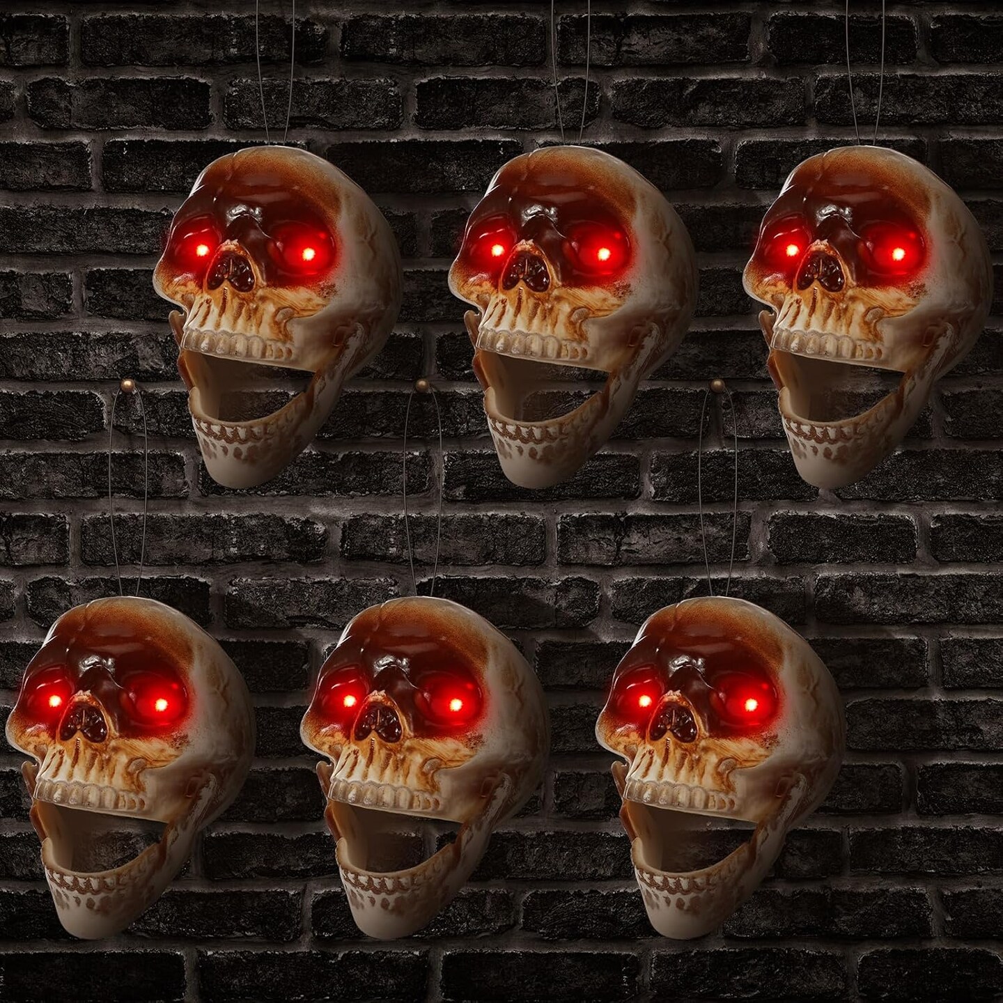 Halloween Hanging Skull Heads Animated Skeleton
