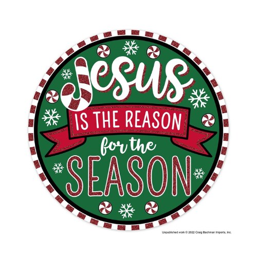 12" Jesus is the Reason for the Season Metal Sign – Christmas Wall Décor with Glitter Accents | TCT Crafts