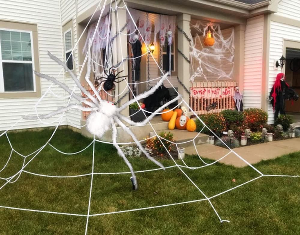 Realistic Scary White Spider Props Decoration for Indoor and Outdoor Decoration