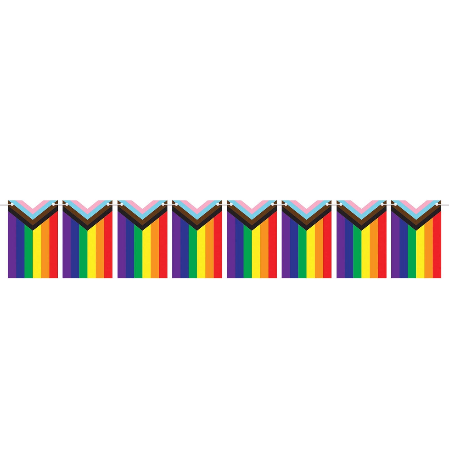 Beistle 7in. x 4Feet 6in. Standard Pride Flag Pennant Streamer - 12 Pack