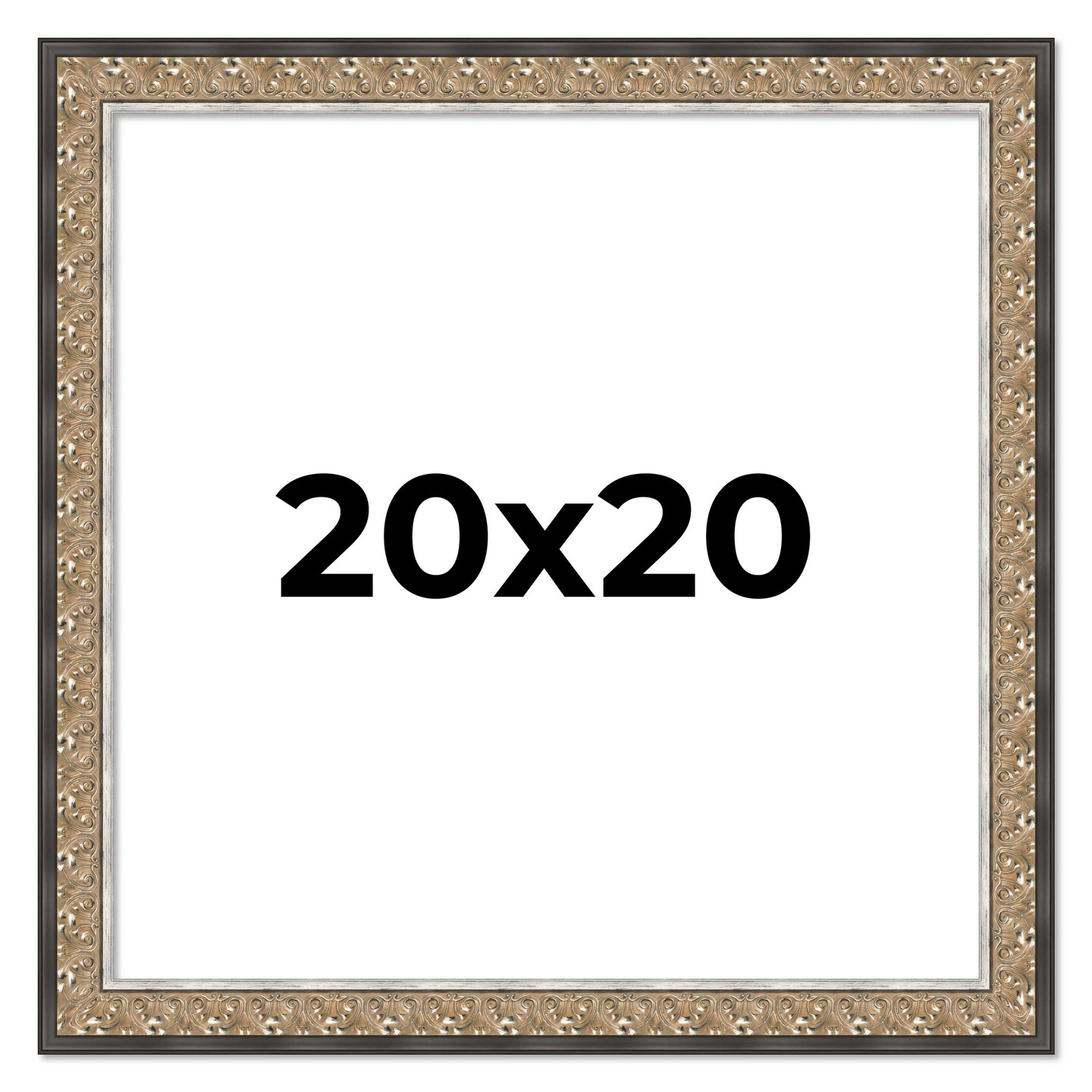 Square Ornate Silver Picture Frame - UV Acrylic, Foam Board Backing, Hanging Hardware