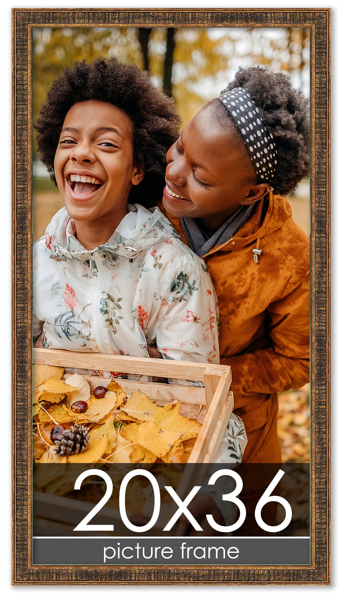 Textured Gold Picture Frame - UV Acrylic, Foam Board Backing, Hanging Hardware