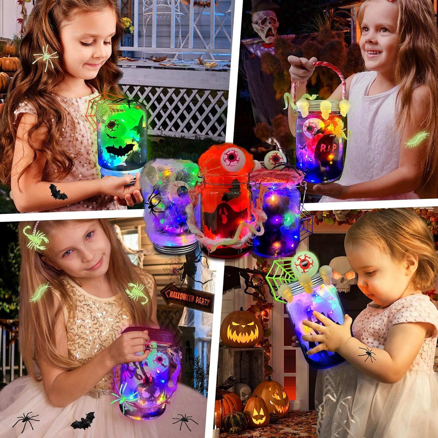 Halloween Crafts for Kids 6 Pack Mason Jar with Accessories