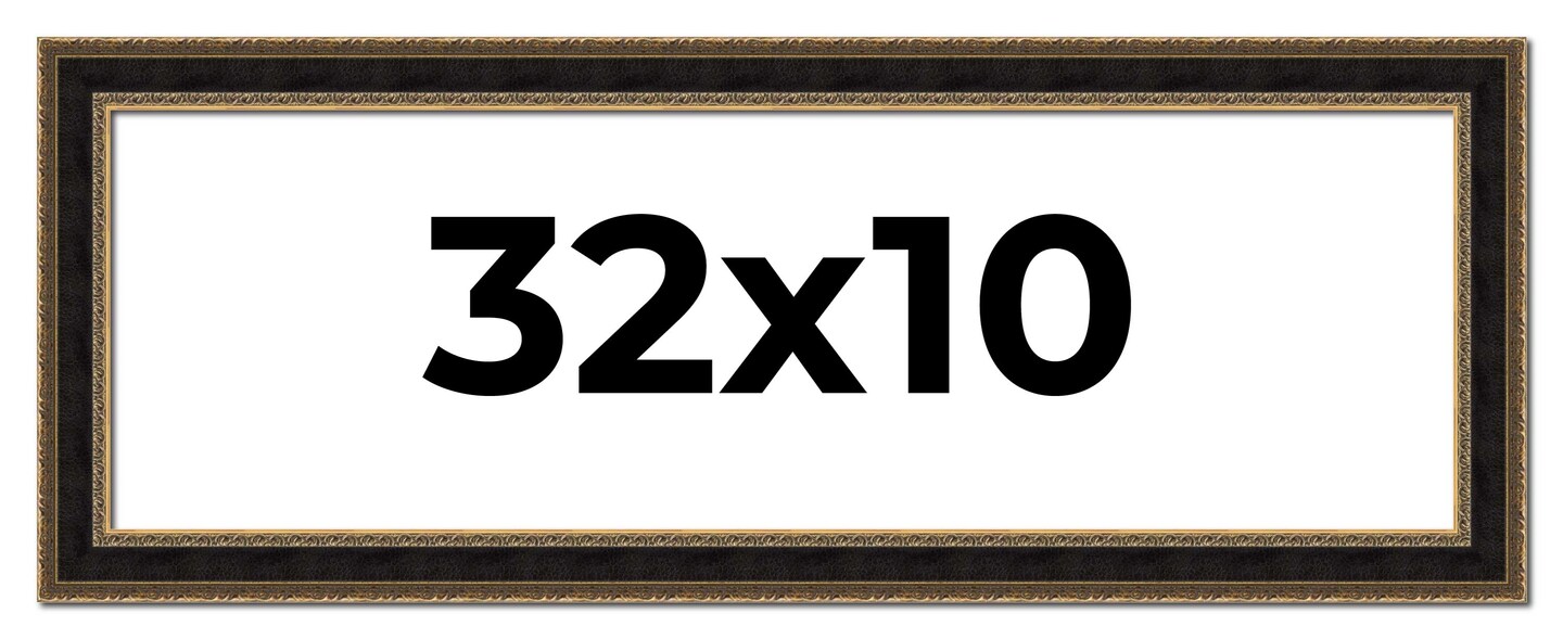 Panoramic Ornate Brown Picture Frame - UV Acrylic, Foam Board Backing, Hanging Hardware