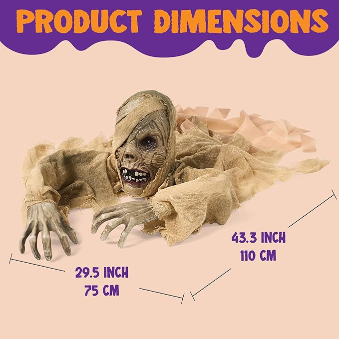 Zombie Groundbreaker with Light-up Eyes and Creepy Sound (Sound Activation) for Halloween Outdoor, Lawn, Yard, Patio Decoration, Haunted House Props