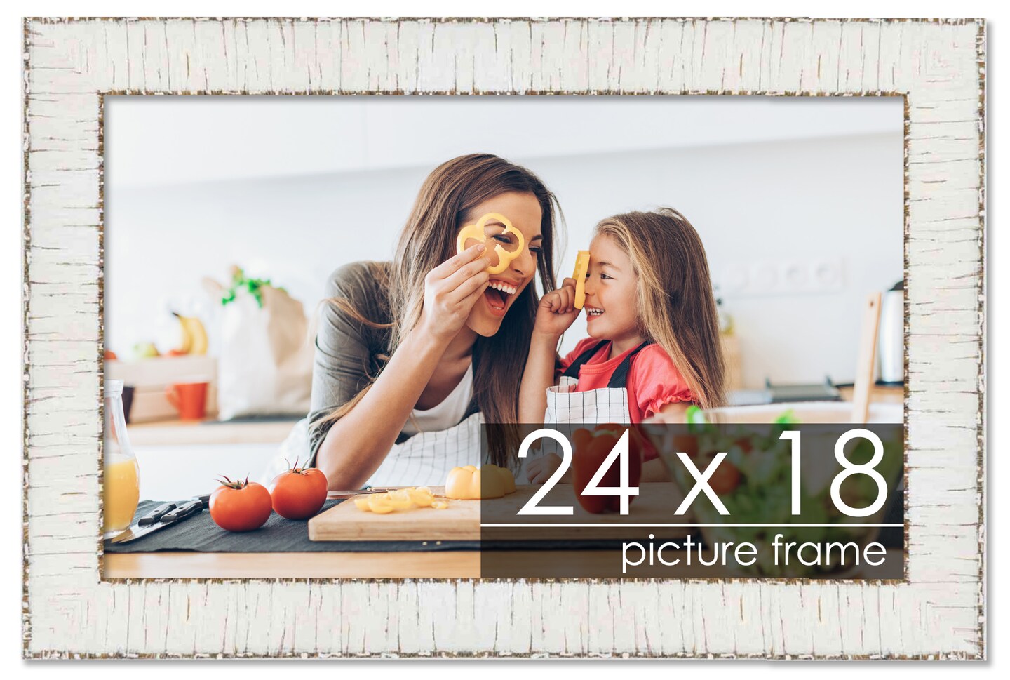 18x24 Ornate Picture Frame with UV-Resistant Acrylic & Acid Free Backing, Available in 5 Finishes - Black, Brown, Gold, Silver, White