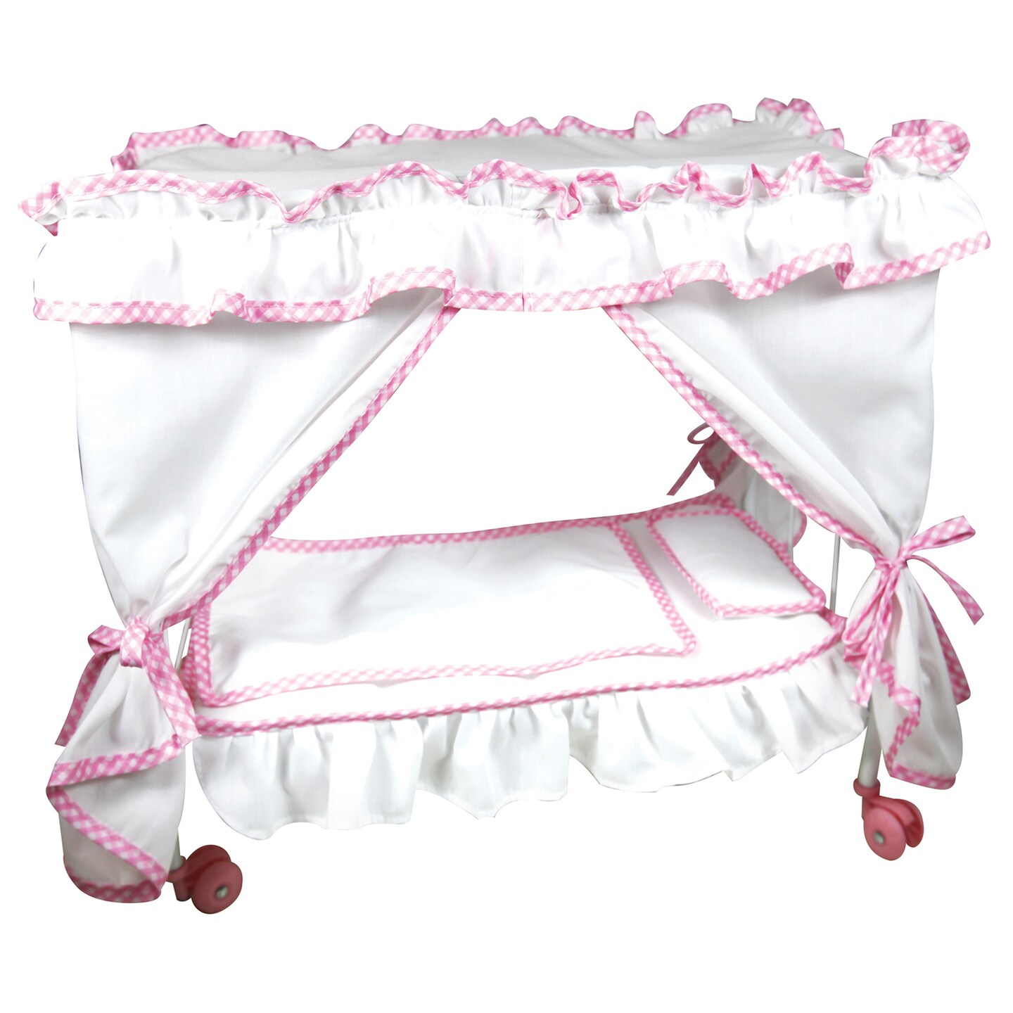 Lissi: Princess Canopy Bed Set - 14&#x22; Baby Doll, Pink Sheep Outfit w/Matching Hat, Feeding Accessories, Rolling Bed, Pretend Play Toy, Kids Ages 3+
