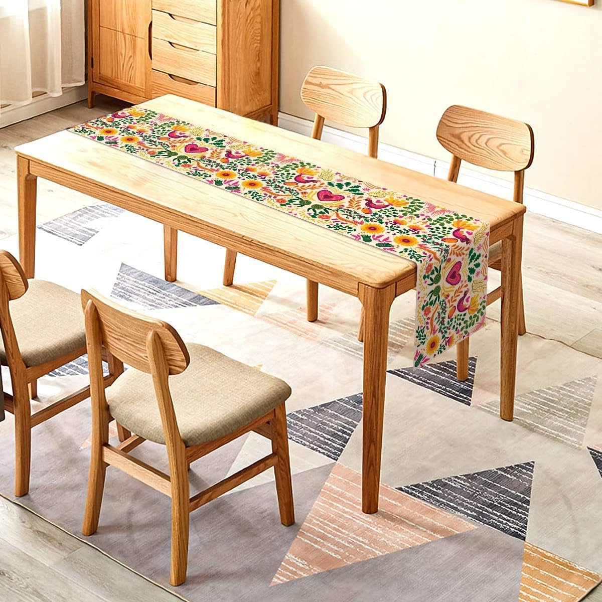 Mexican Cinco De Mayo Table Runner Mexico Fiesta Party Day of The Dead Decoration Home Kitchen Dining Room Decor 108Inches Long