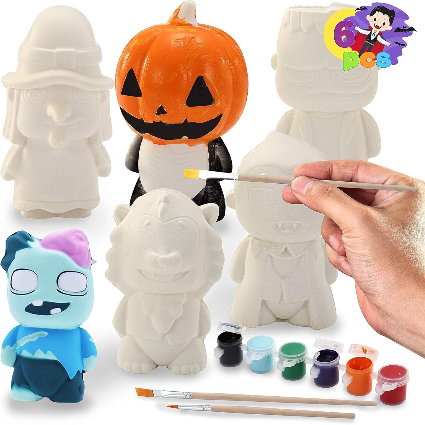 Halloween Squishy Toys Coloring Craft Kit with 6 Different Characters