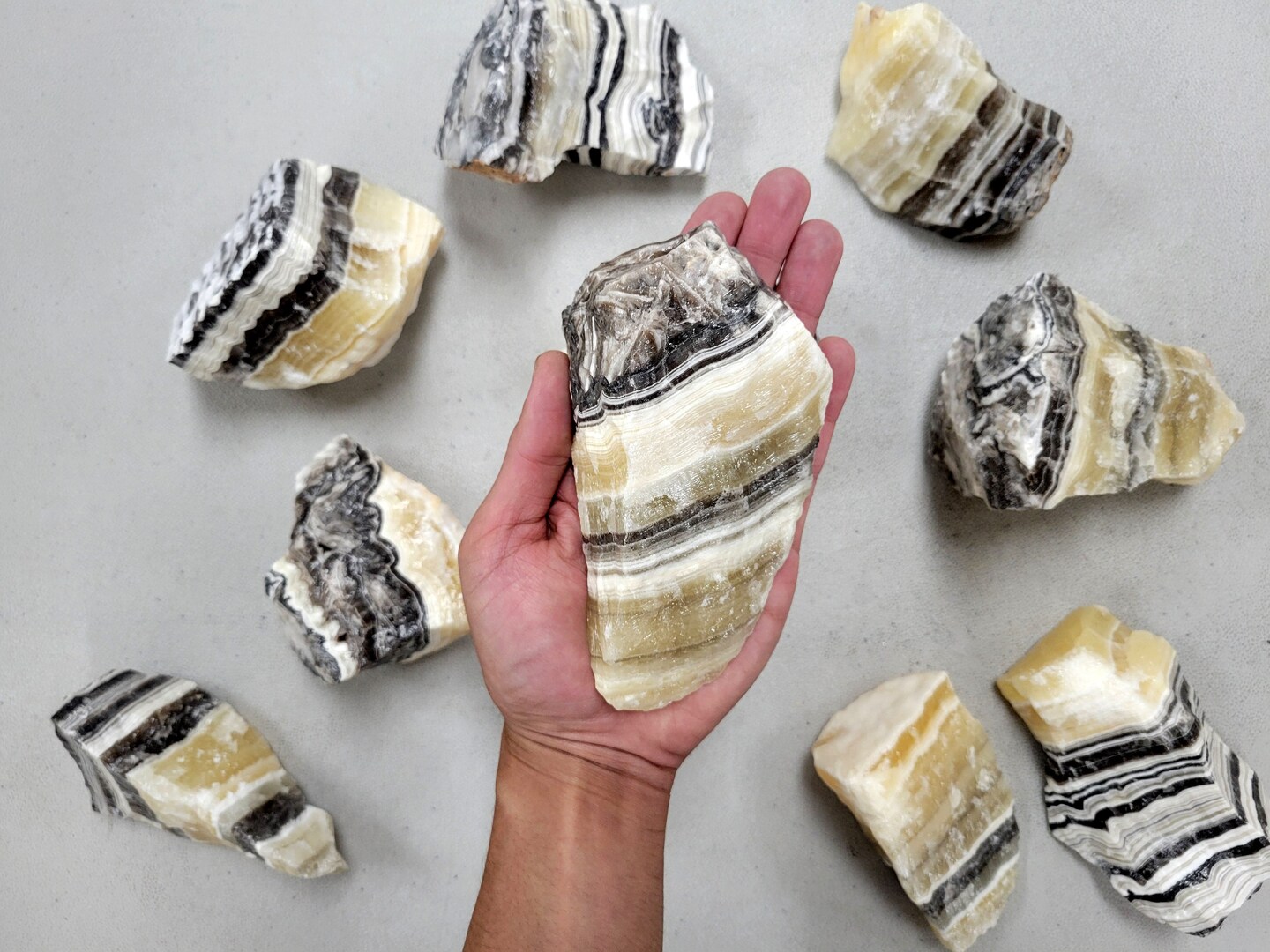 Large Zebra Calcite Crystal Slabs from Mexico Big Rock for Display and Lapidary Crafts