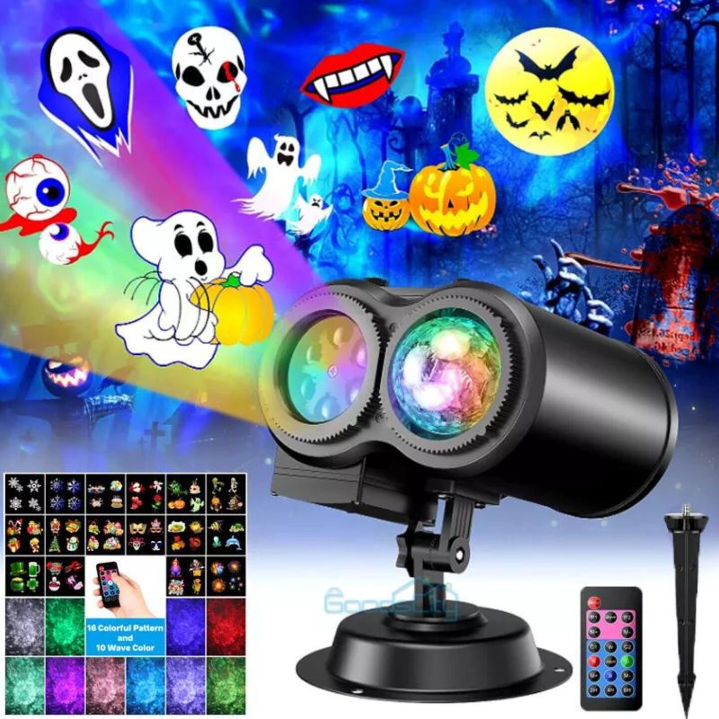 Kitcheniva Outdoor LED Projector Halloween Patterns &#x26; Color Waves