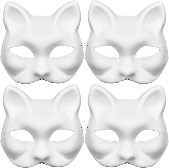 White Craft Mask Pulp Blank Paintable Mask for Halloween Costume