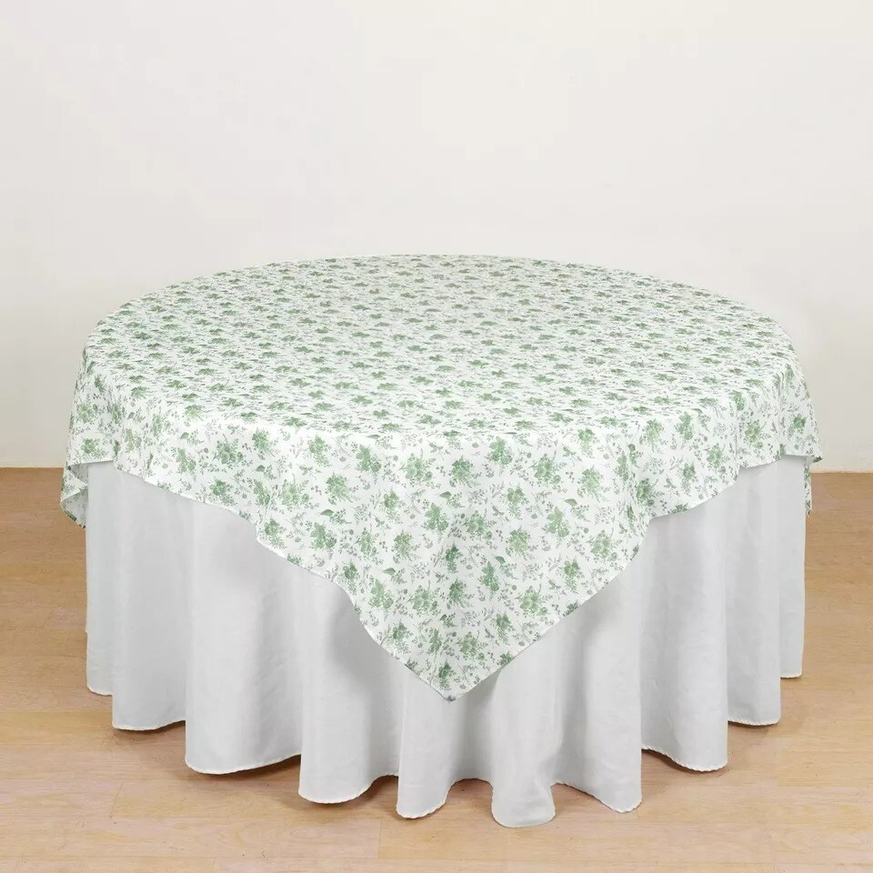 70" Dusty Sage Floral Polyester Square Tablecloths Party Wedding Linens