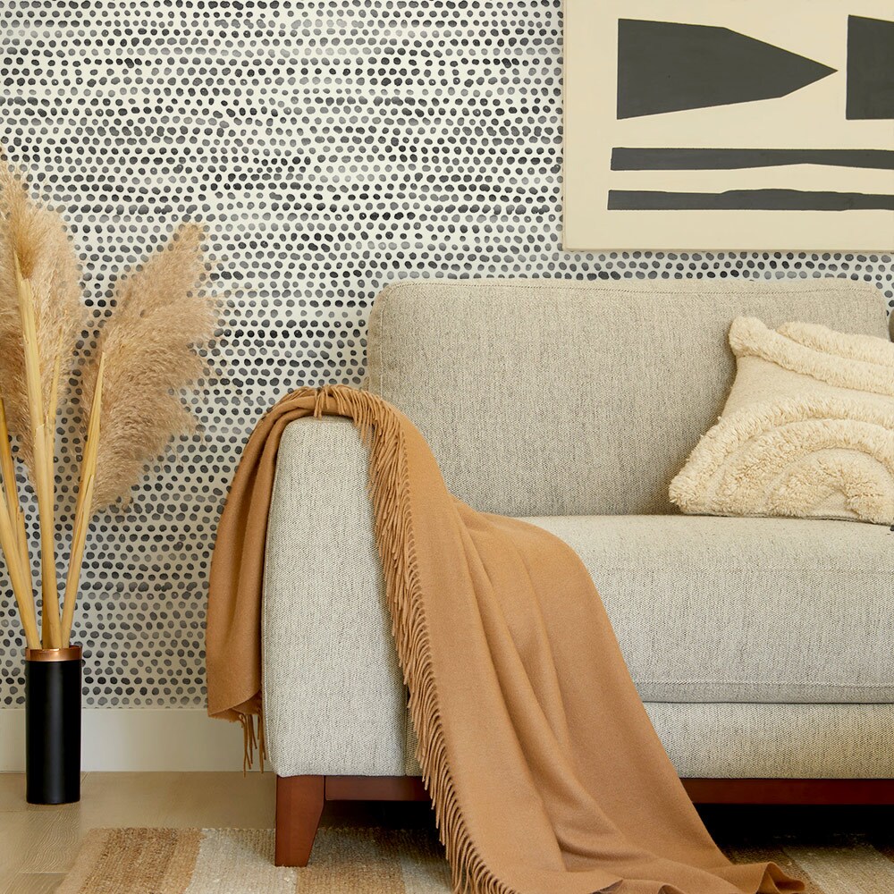 Tempaper Moire Dots Peel and Stick Wallpaper Black/White