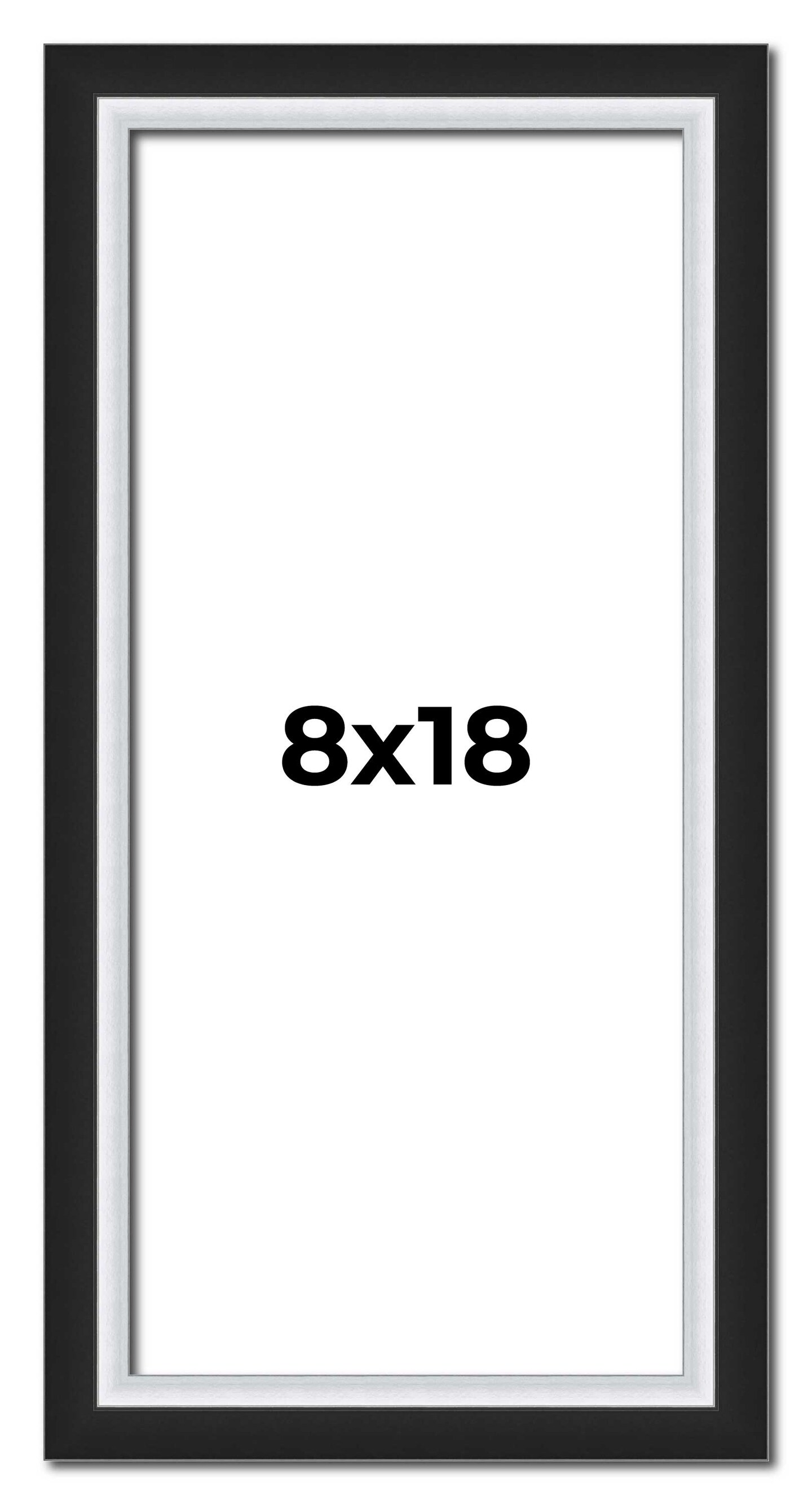 Panoramic Flat Silver Picture Frame - UV Acrylic, Foam Board Backing, Hanging Hardware