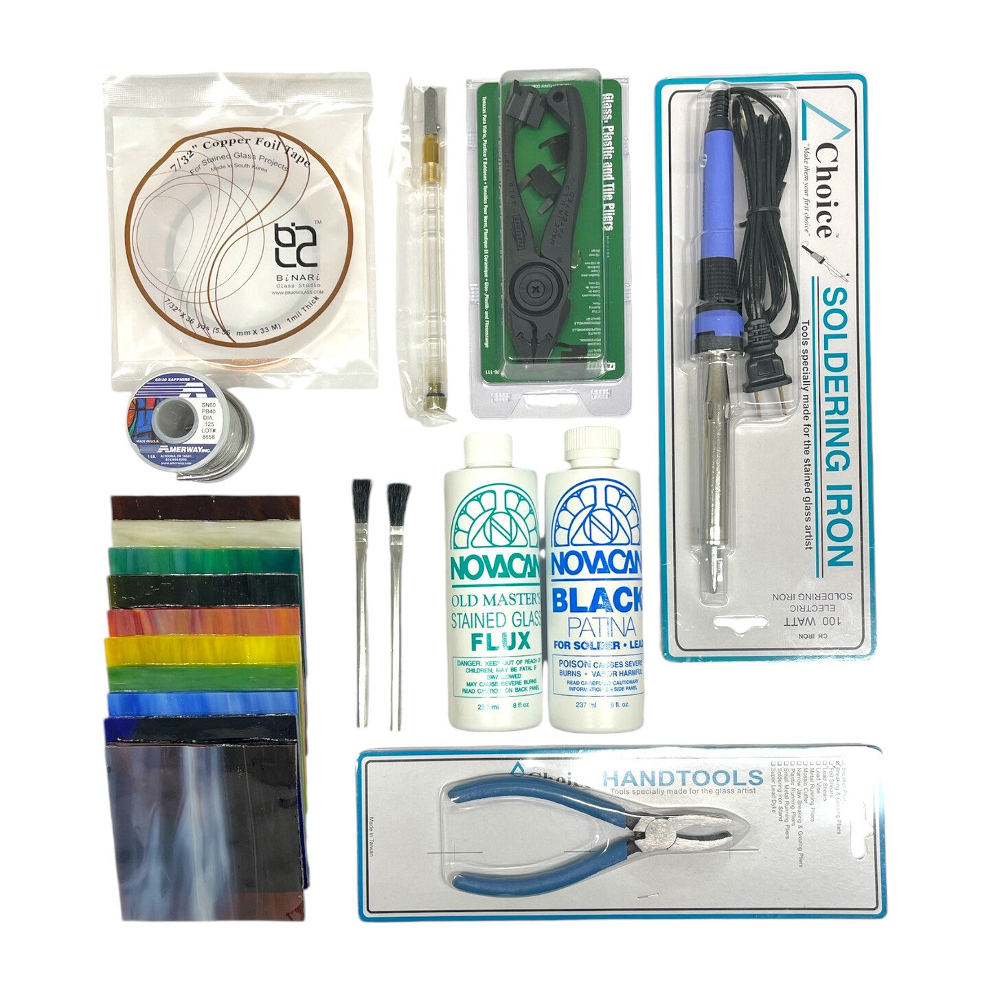 Stained Glass Beginner Set | Start-Up Kit for Stained Glass Work - 10 ITEM