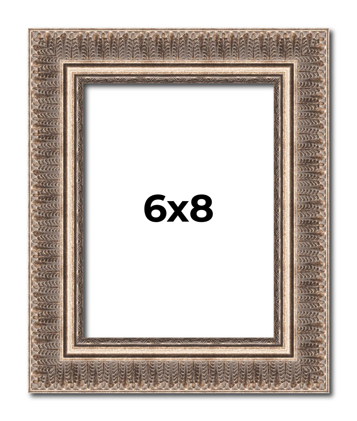 6x8 Ornate Picture Frame with UV-Resistant Acrylic &#x26; Acid Free Backing, Available in 5 Finishes - Black, Brown, Gold, Silver, White
