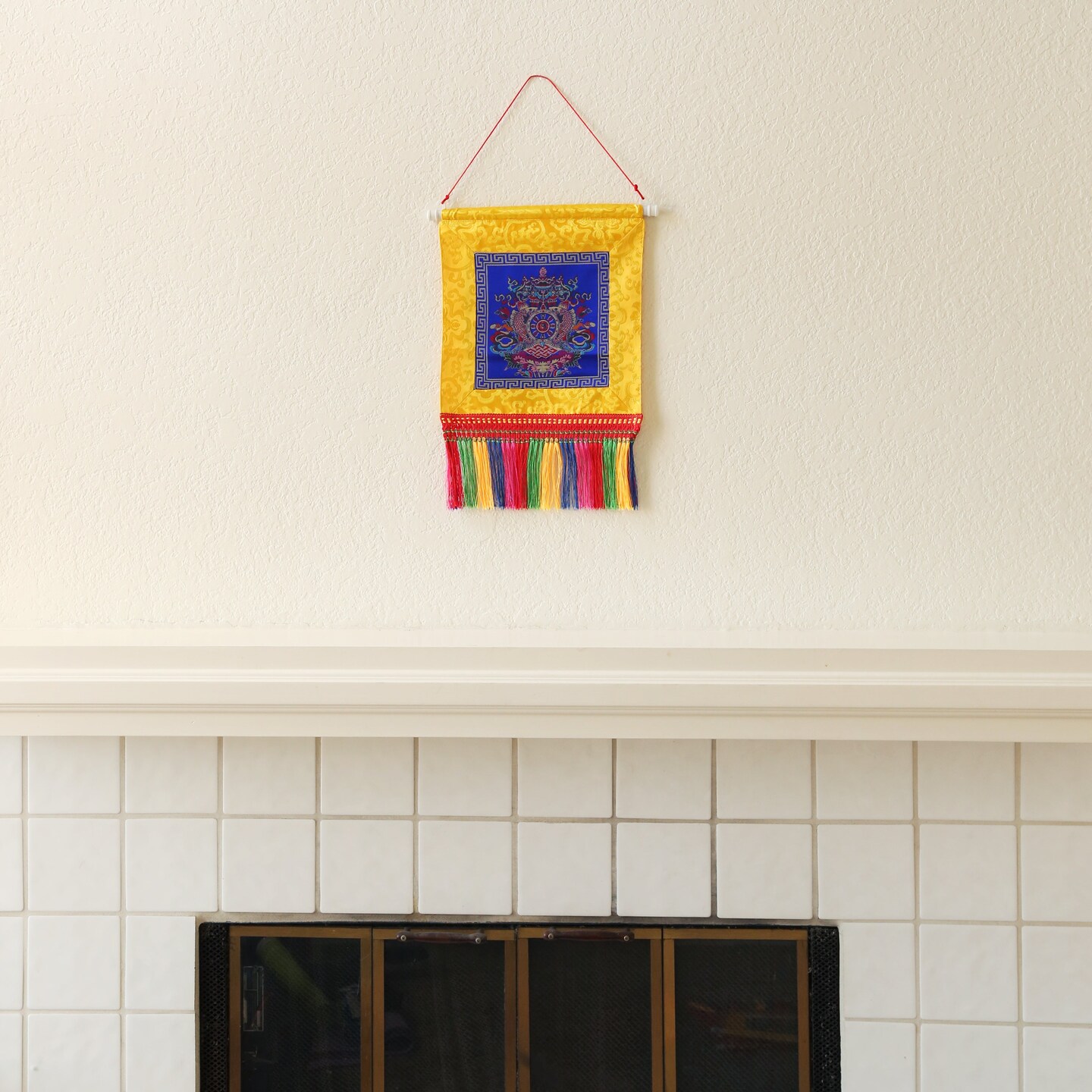 Tibetan Buddhist Ashtamangala Wall Hanging Tassels Tapestry, 18"X12", Asian Chinese Indian Wall Art Home Décor product 2