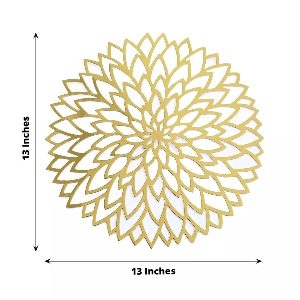6 Metallic Gold 13" Laser Cut Hibiscus Flower Cardboard Placemats Party Events