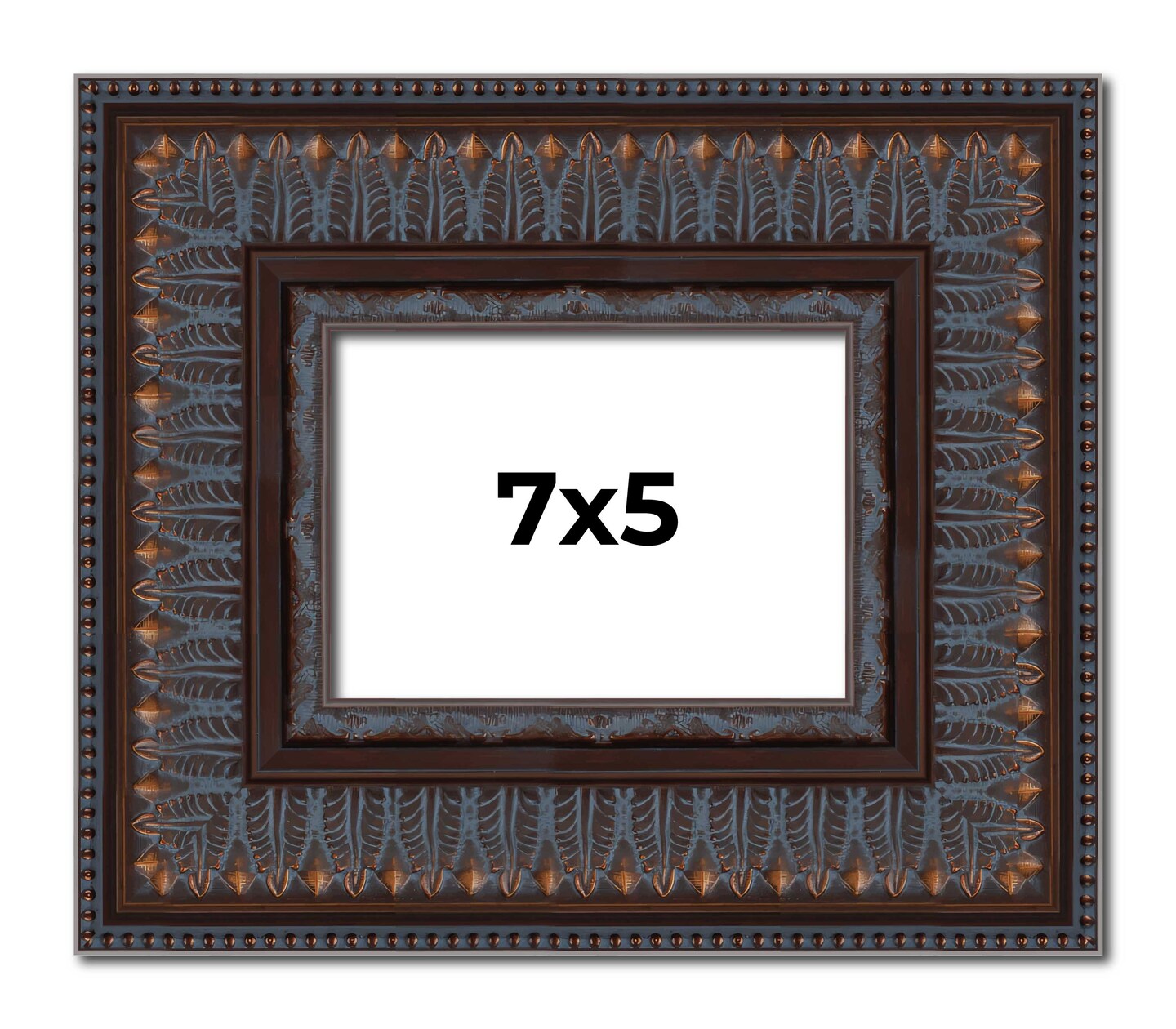 Photo Size 3.5" Wide Ornate Brown Frame - UV Acrylic, Foam Board Backing, Hanging Hardware