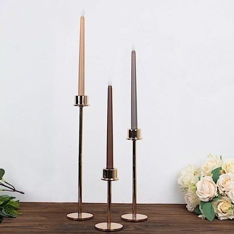 3 Assorted 11" LED Flameless Taper Candles Lights Party Events Home Supplies