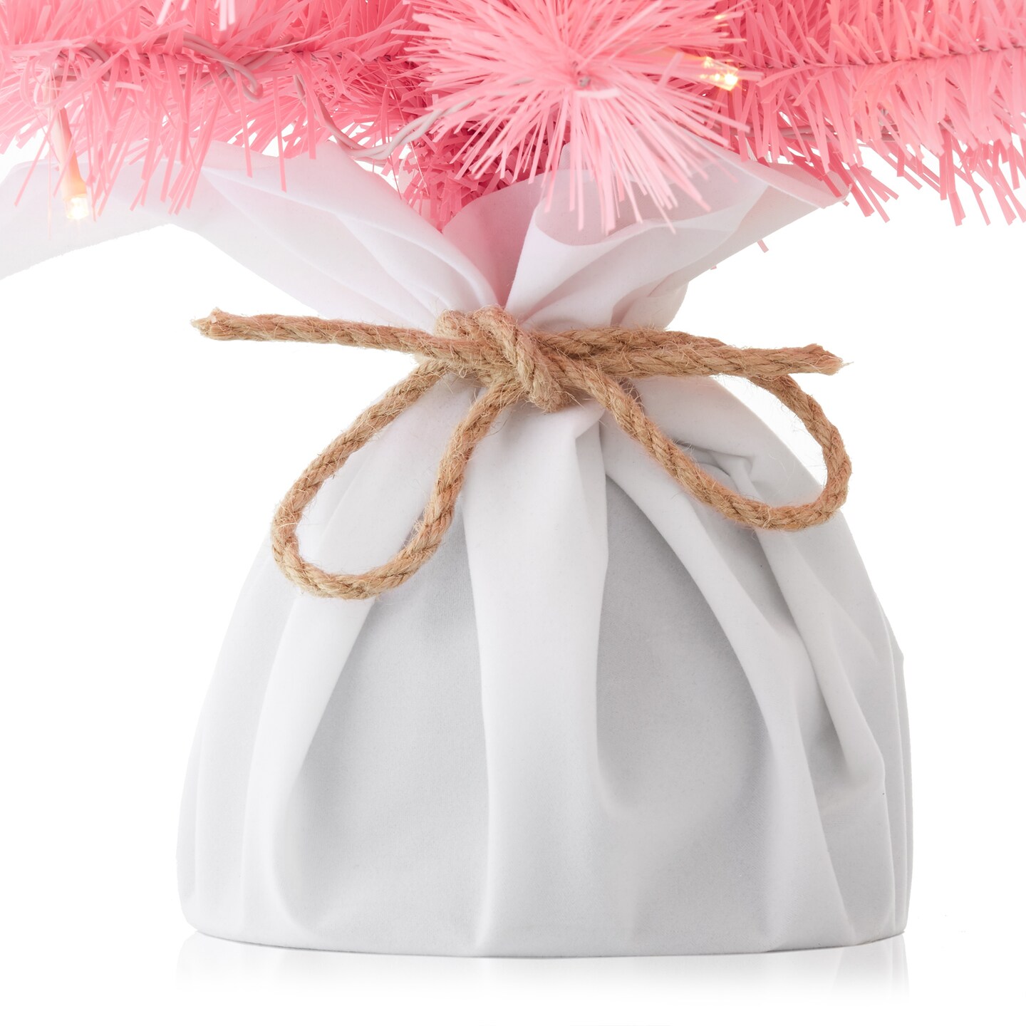 Casafield 2FT Pre-Lit Artificial Mini Christmas Tree, Fir Tabletop Holiday Tree with Lights and Velvet Bag Base