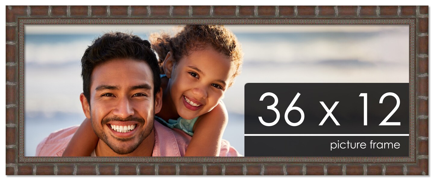 36x12 Brown Modern Bamboo Picture Frame - UV Acrylic, Foam Board Backing, Hanging Hardware
