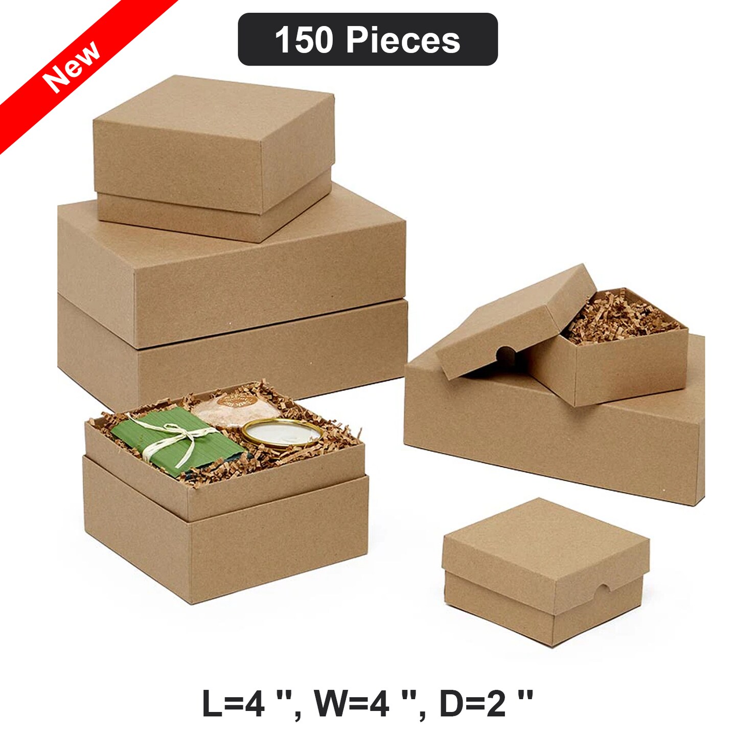 Square Shipping Boxes 4&#x22; x 4&#x22; x 2&#x22; Ideal for Small, Square Items and Secure Packaging