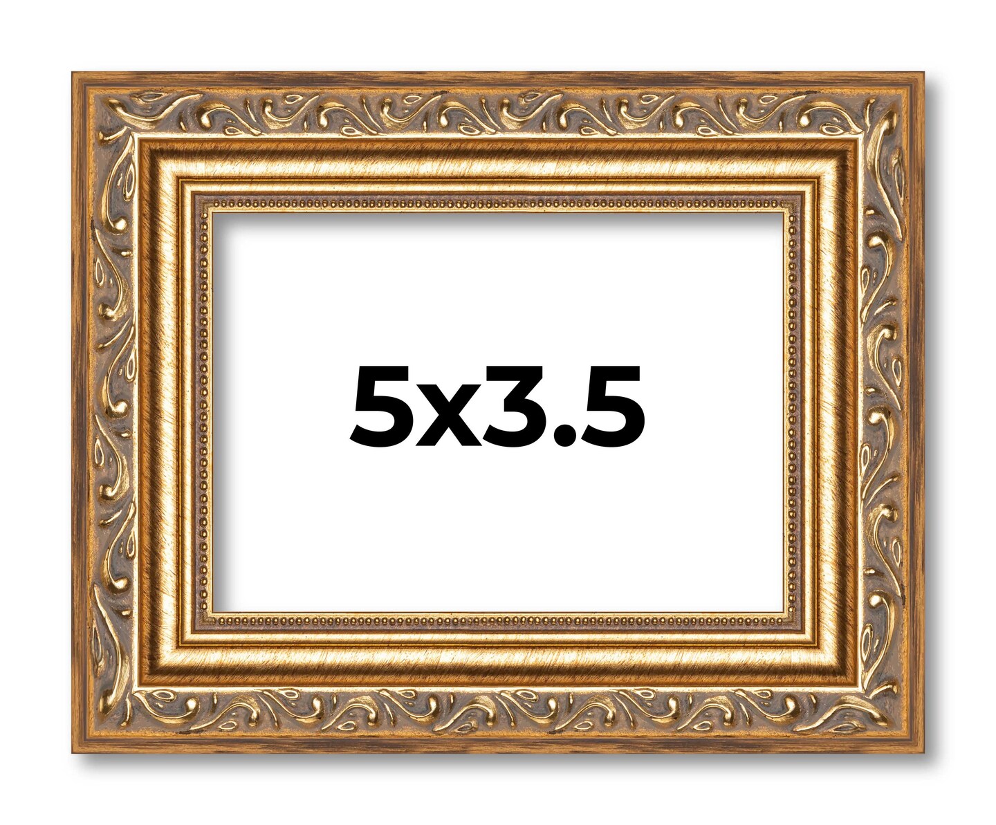 5x3.5 Solid Wood Antique Picture Frame with UV-Resistant Acrylic & Acid-Free Backing, Available in 4 Finishes: Bronze, Gold, Silver, and Gold with Black