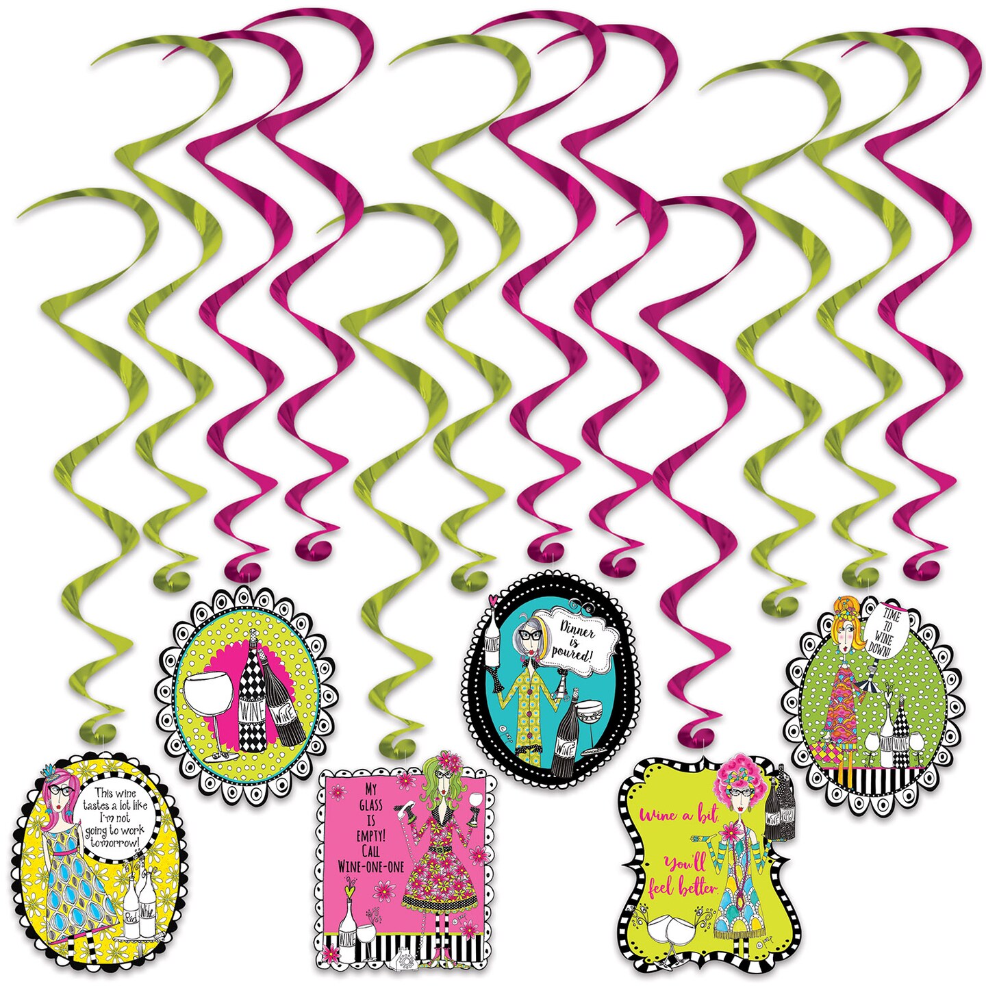 Beistle 15in.-29&#xBD;in. Dolly Mamas Wine Celebration Whirls - 6 Pack