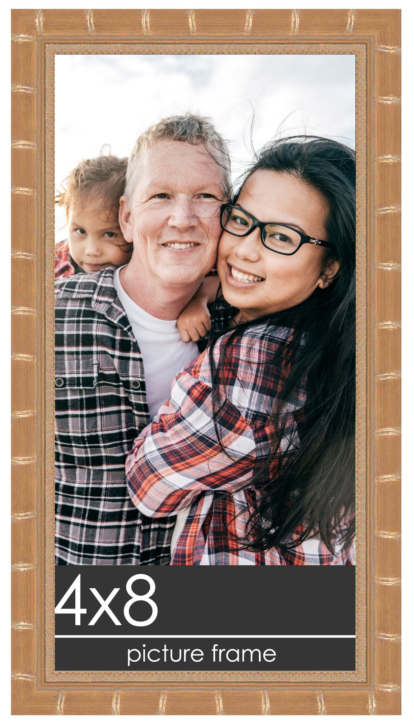 4x8 Modern Bamboo Picture Frame with UV-Resistant Acrylic & Acid Free Backing, Available in 5 Finishes - Gold, Silver, Brown, Black, and Natural