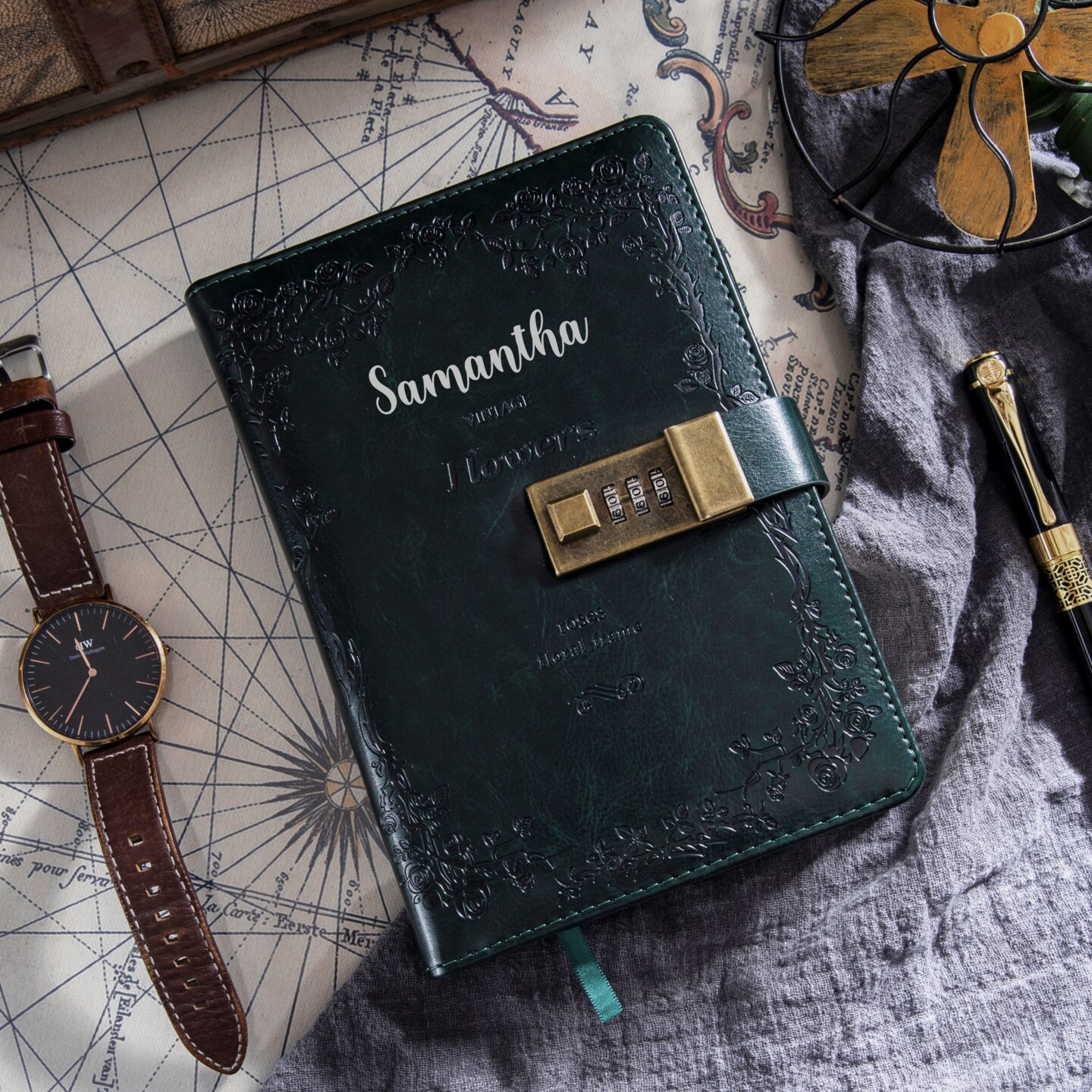 Personalized Journal for Women, Vintage Diary with Lock, PU