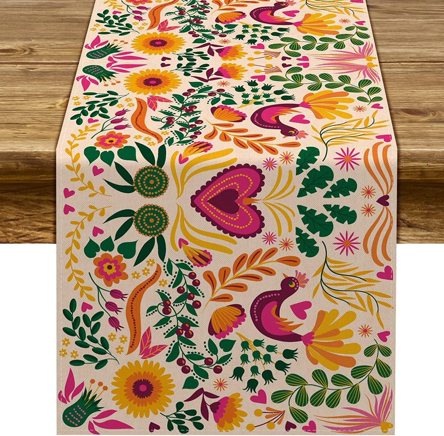 Mexican Cinco De Mayo Table Runner Mexico Fiesta Party Day of The Dead Decoration Home Kitchen Dining Room Decor 108Inches Long
