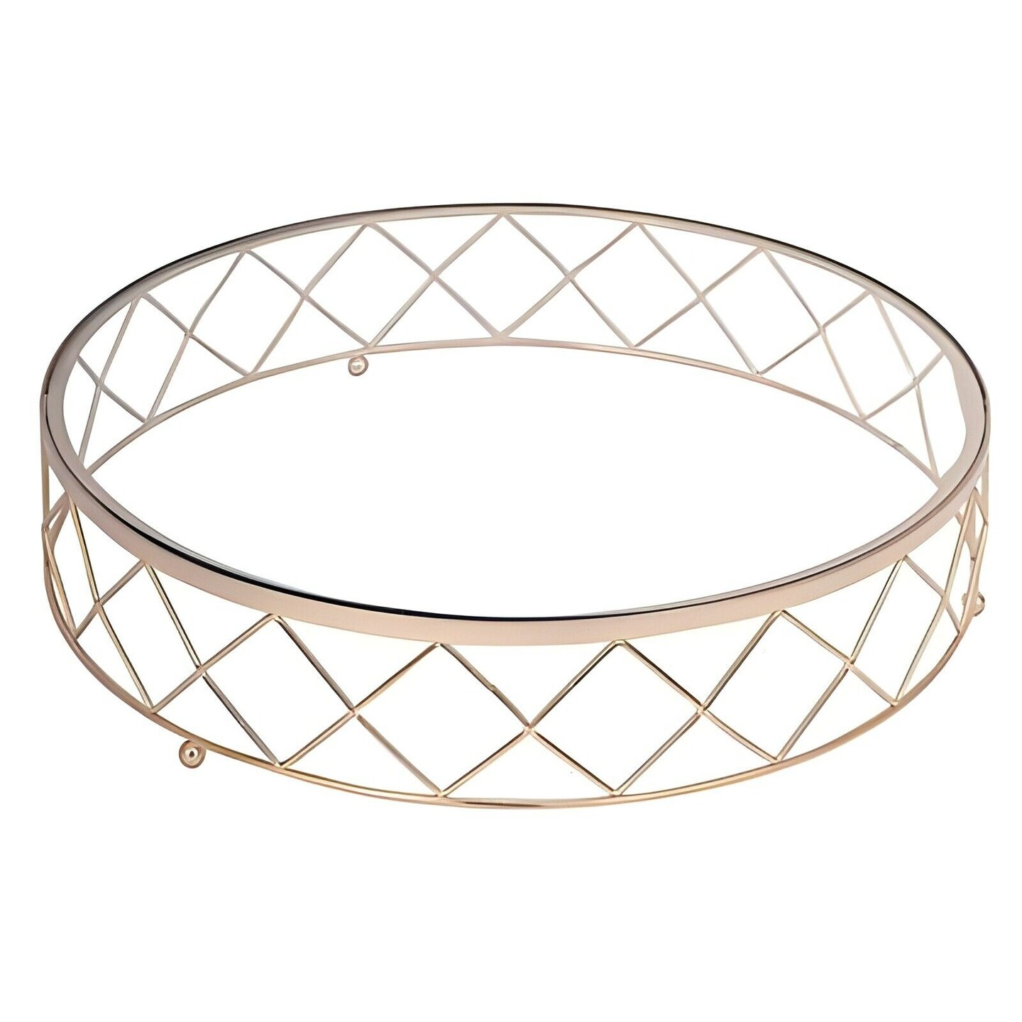 14" Gold Clear Round Metal Glass Geometric Cake Stand Wedding Party Decorations