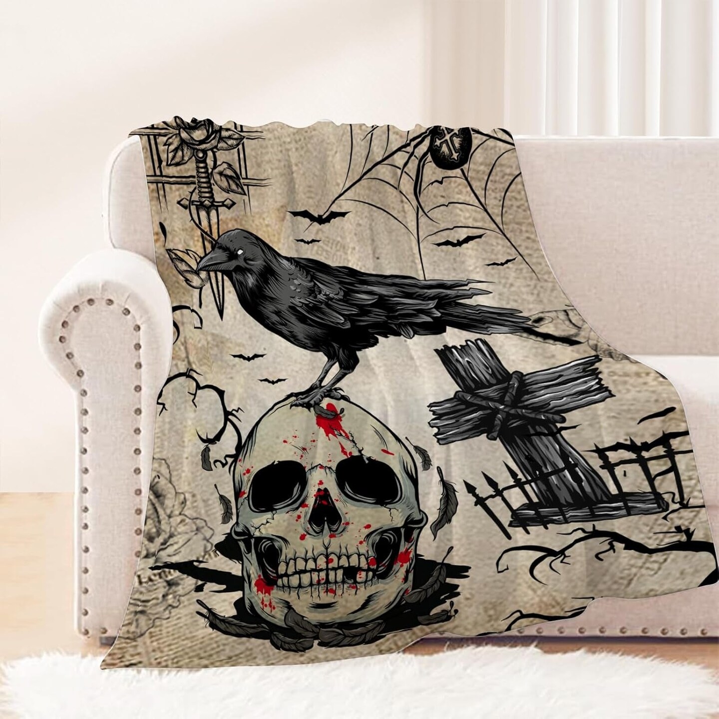 Halloween newest Skull Decorative Throw Blanket 50” x 60”