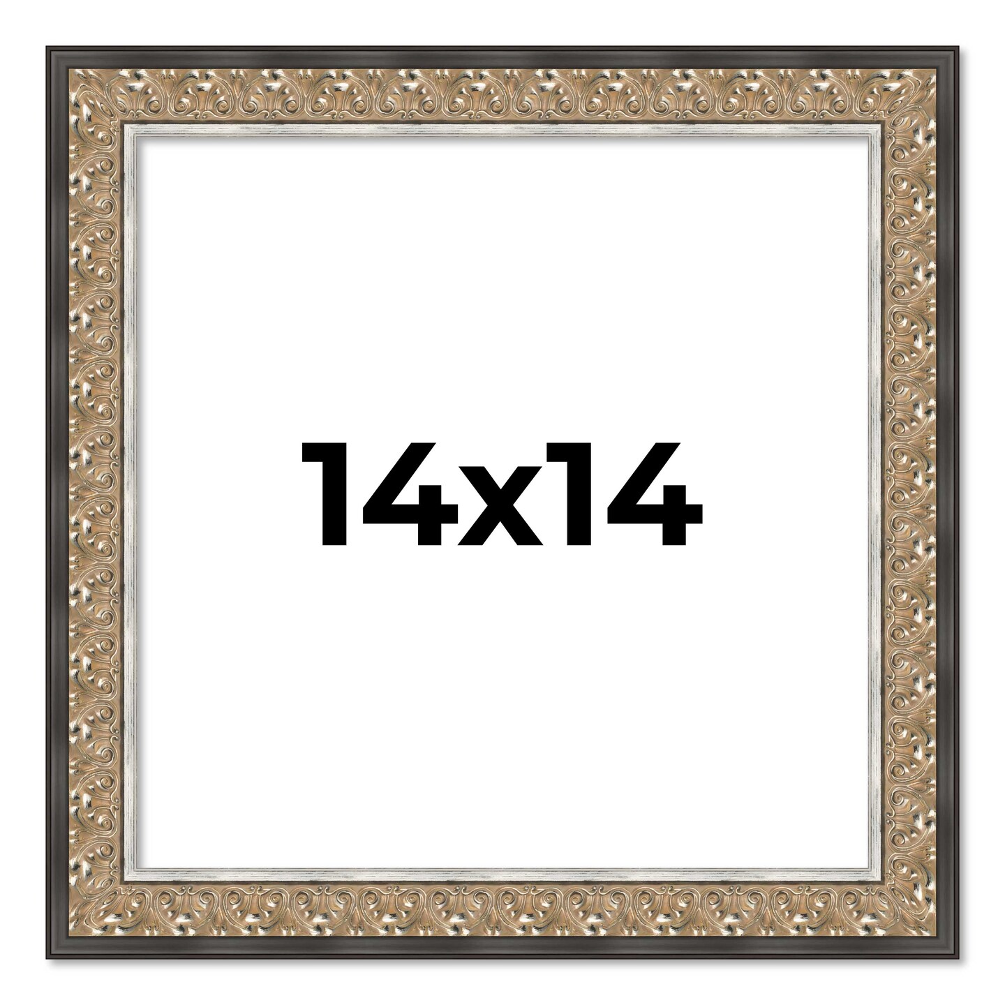 Square Ornate Silver Picture Frame - UV Acrylic, Foam Board Backing, Hanging Hardware