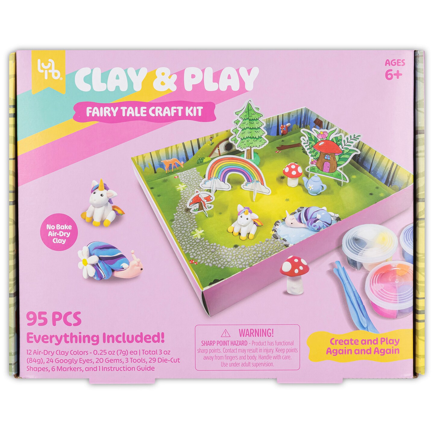 Little Yellow Bicycle: Clay &#x26; Play: Fairy Tale Friends Craft Kit - 95pcs, DIY All-In-1 Sensory Set, No Bake Air-Dry, Create - Learn - Play, Kids 6+