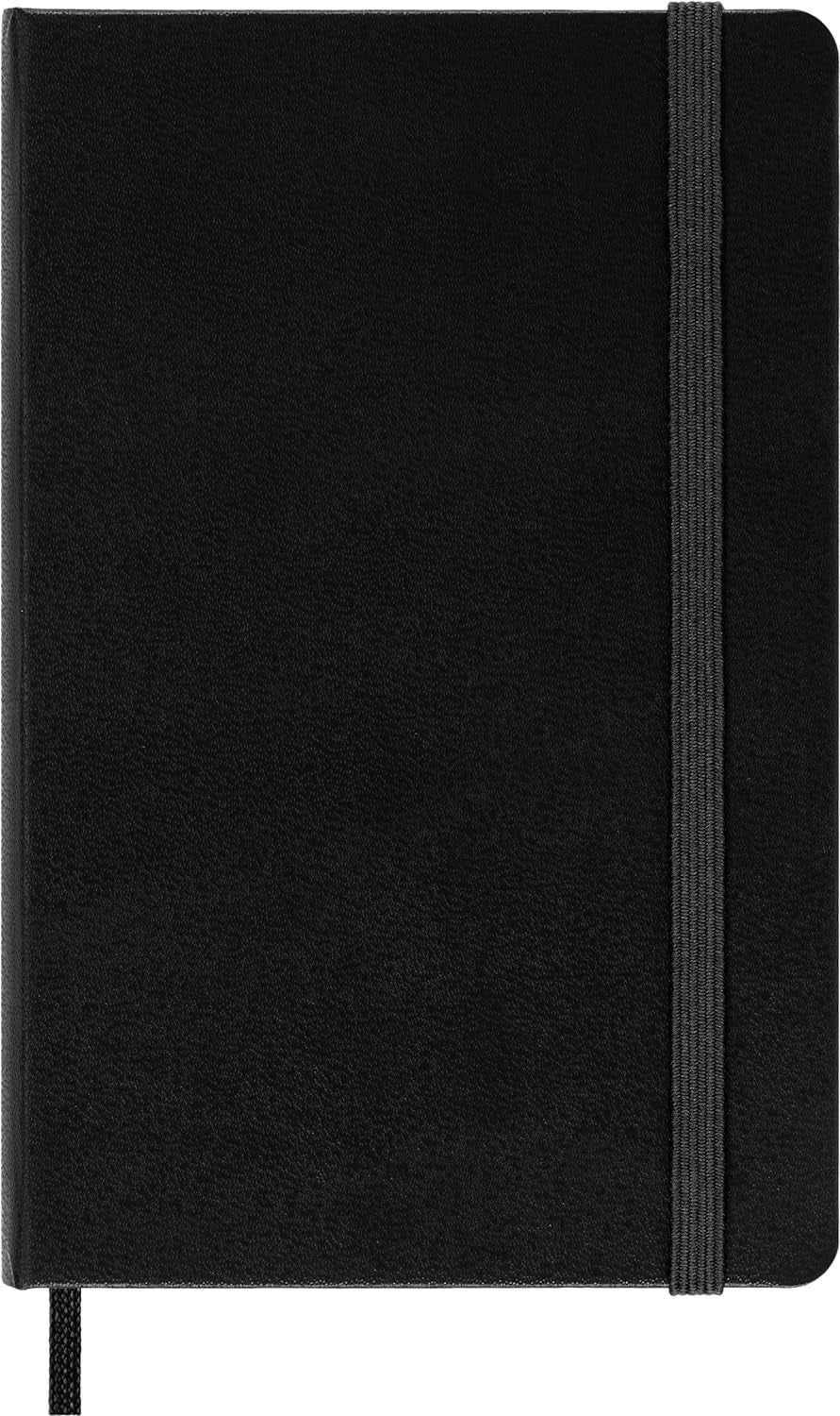 Classic Notebook, Hard Cover, Pocket (3.5&#x22; X 5.5&#x22;) Squared/Grid, Black, 192 Pages