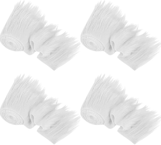 FabricLA Faux Fur Fabric | Precut Fake Fur Trim Rolls | Fur Trim for Gnome |Fuzzy Craft Fur for making Supplies | Pack of 4