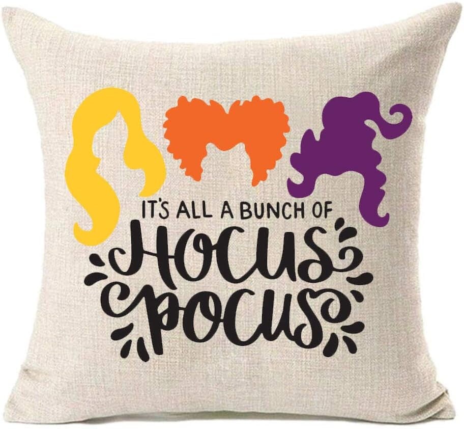 It&#x27;S All a Bunch of Hocus Pocus Halloween Pillow Covers 16X16 Inch,Halloween Decorations Sanderson Sisters Throw Pillow Cover Cushion Case,Fall Decor