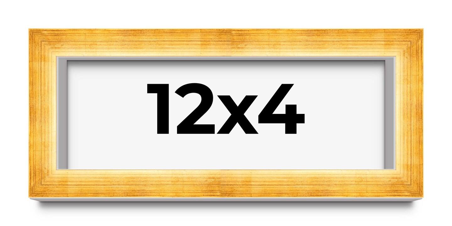 Panoramic Minimalist Shadow Box Gold Picture Frame - UV Acrylic, Backing, Hanging Hardware