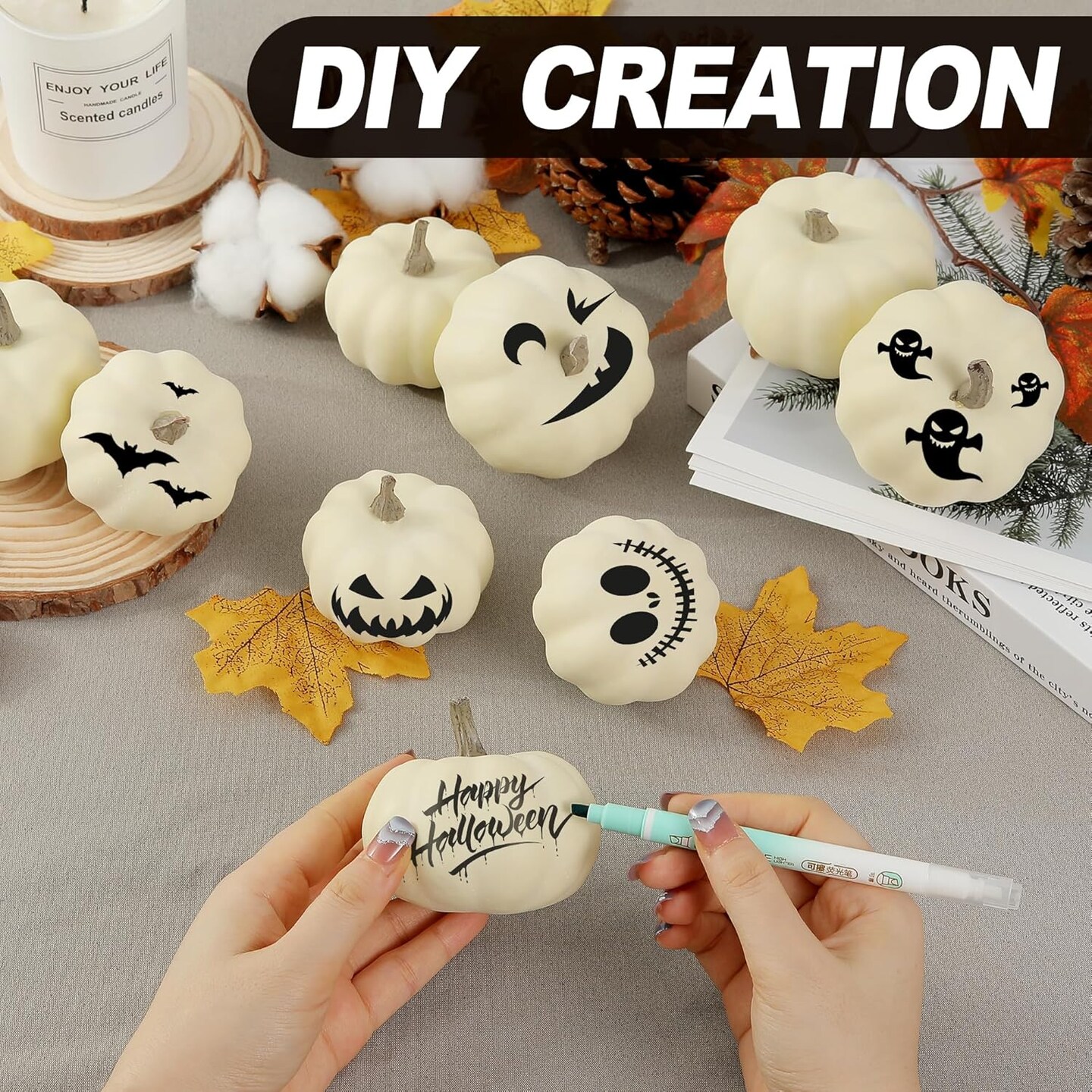 Beige Foam Pumpkins for Home Decor DIY