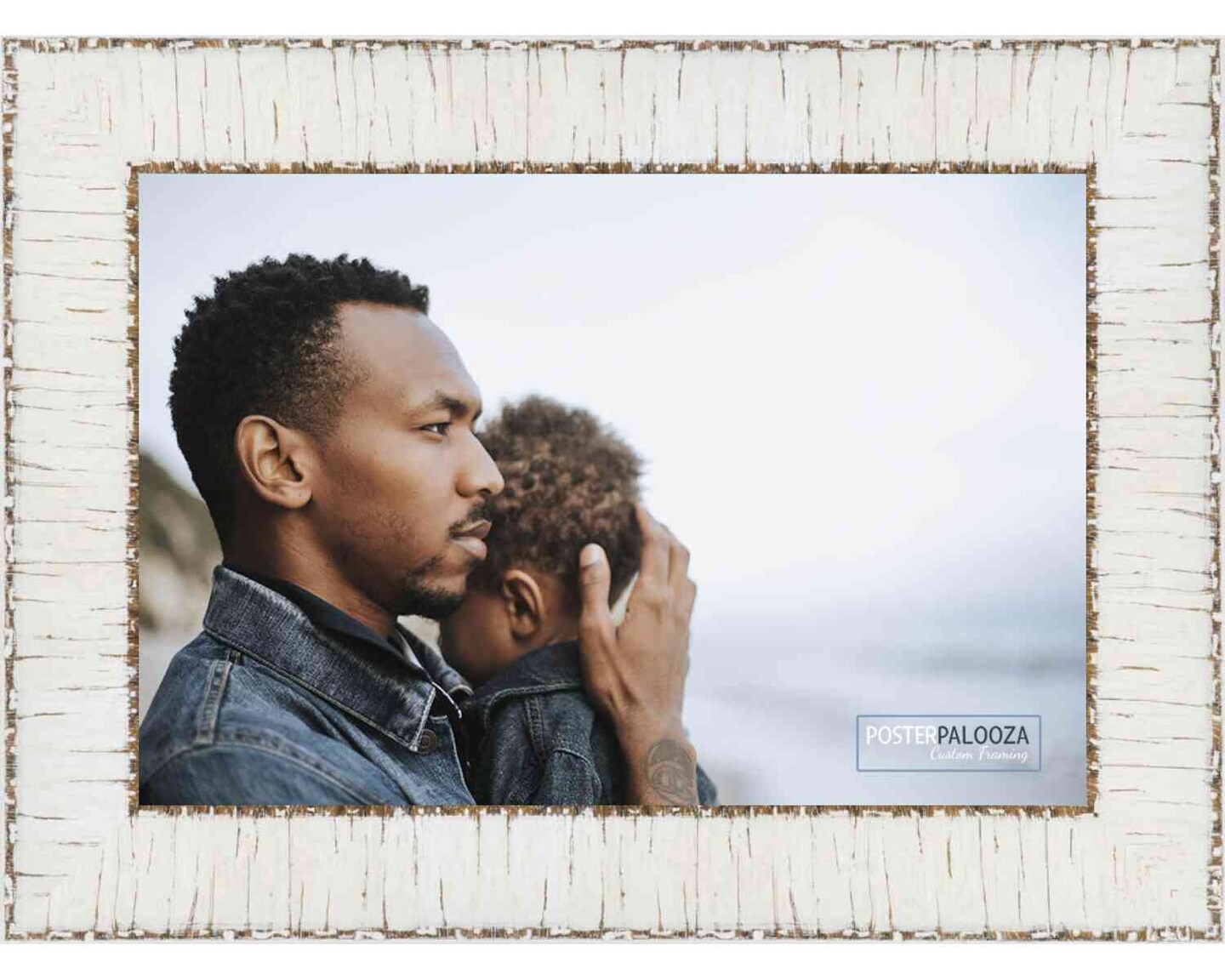 Photo Size Ornate White Picture Frame - UV Acrylic, Foam Board Backing, Hanging Hardware