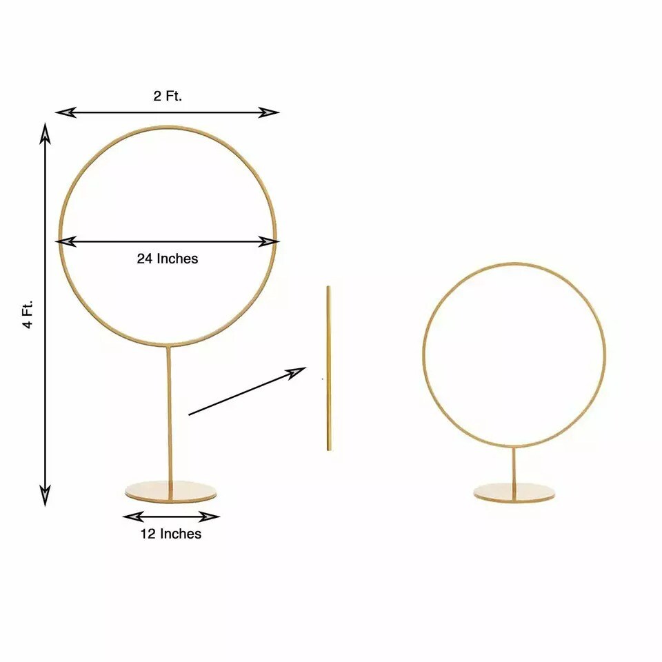 4 ft Gold Round Metal Pillar Hoop Ring Flower Stand Wedding Party Decorations