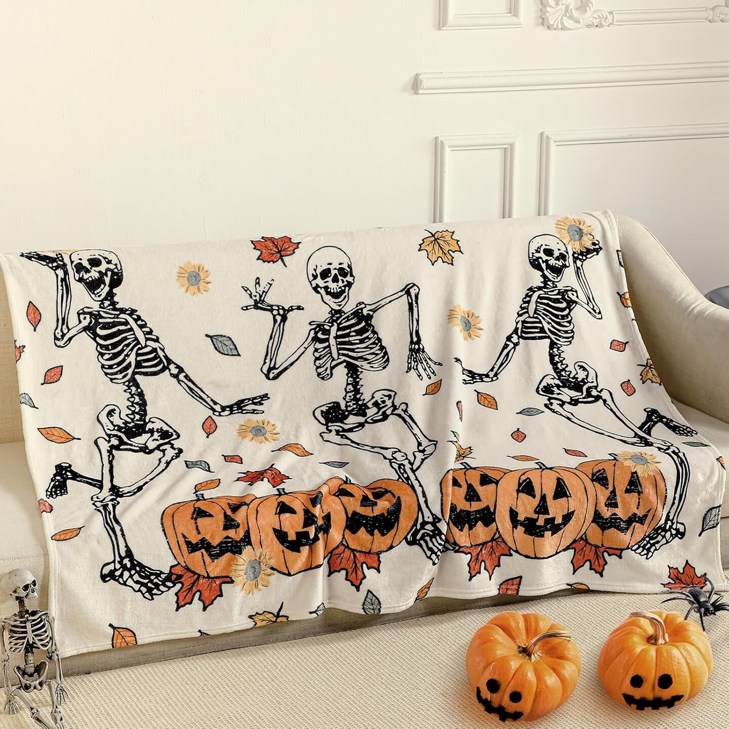 Skeleton Ballerina Halloween plush top Throw Blanket