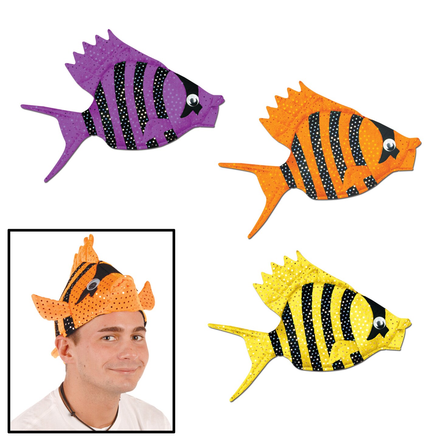 Beistle Plush Luau Fish Hats - 6 Pack