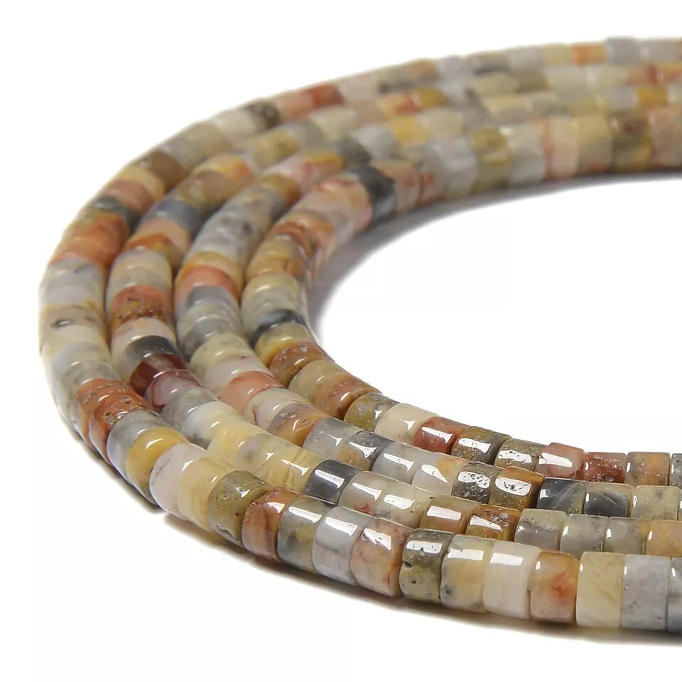 Natural Crazy Agate Heishi Disc Beads Size 2x4mm 15.5&#x27;&#x27; Strand