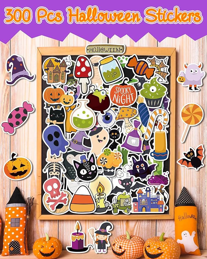 Halloween Pumpkin Stickers Bulk for Water Bottles, Vinyl Waterproof Stickers for Halloween Party Favors Crafts Games Halloween Gifts for Kids Teens Adults